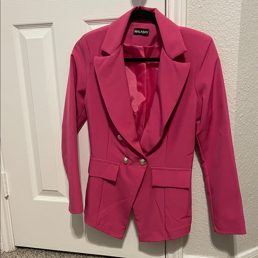 Pink Double-Breasted Blazer